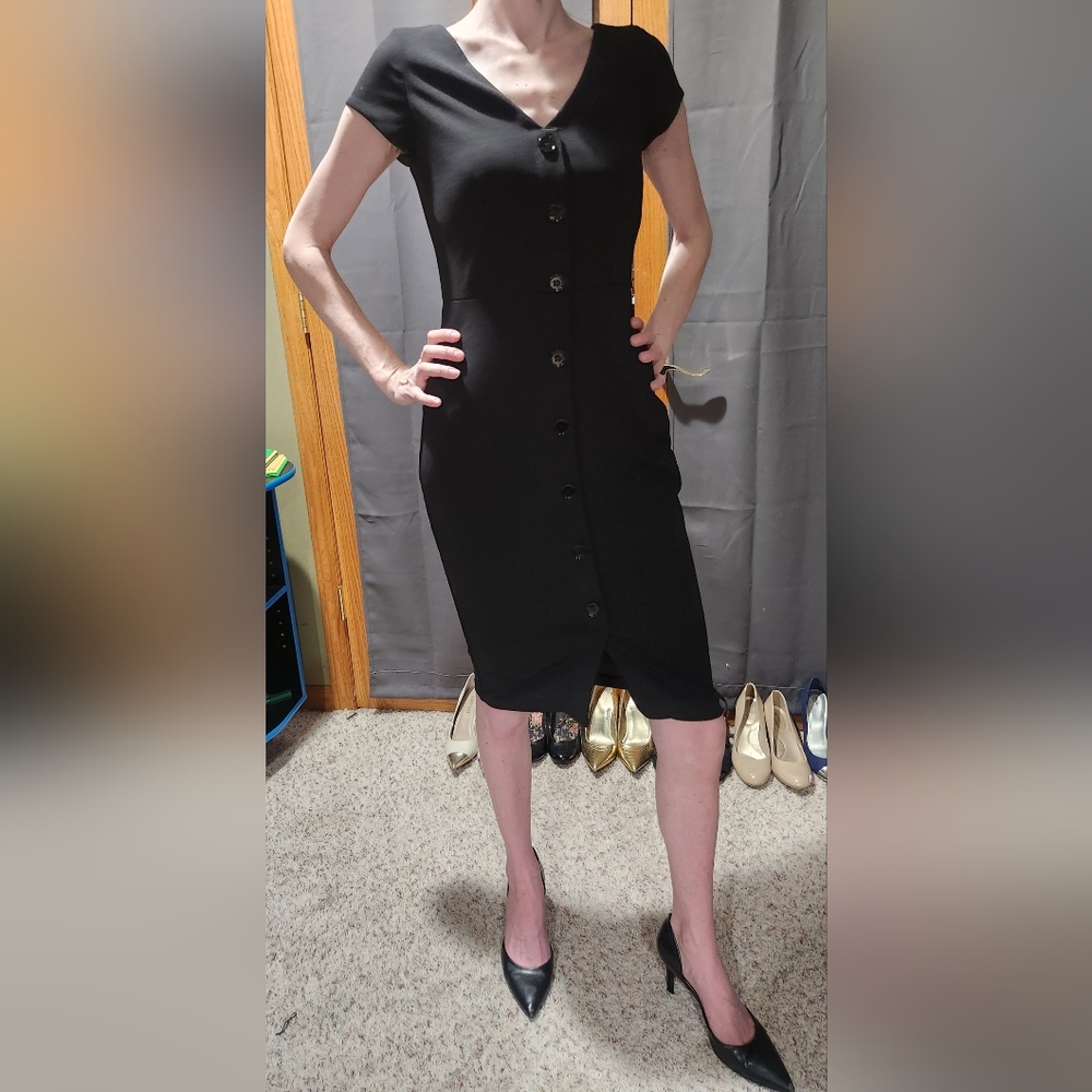 Express Elegant Black Button-Down Dress